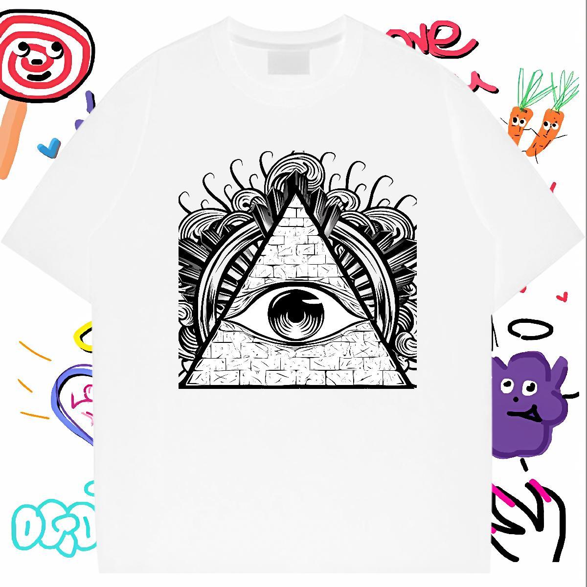 Wholesale T-Shirts eye of the devil Tees Shirts 230g Cotton Hip Hop Unisex Oversized Breathable Crew Neck Tshirt for Man Woman