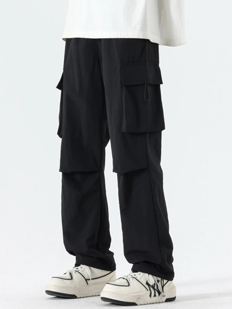 Men Plus Size 4XL Red Purple Gray Blue Summer Pants Male Casual Elastic Waist Lightweight Thin Comfortable Cargo Trousers 240806