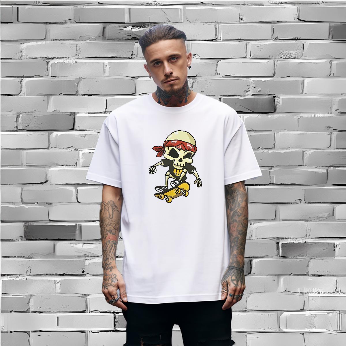 Customized Man T Shirts skull Tshirts 230g Cotton Hip Hop Street Classic Floral Print Breathable Men Tees