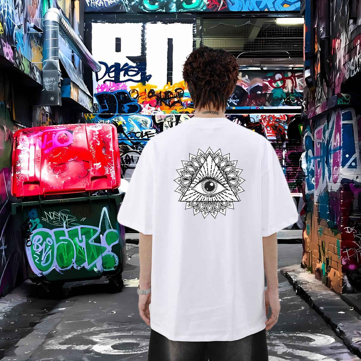 2024 Summer T Shirt For Man eye of the devil Clothings 230g Cotton Street Soft Oversized 4XL Breathable Short Sleeve Men Clothes T-Shirt