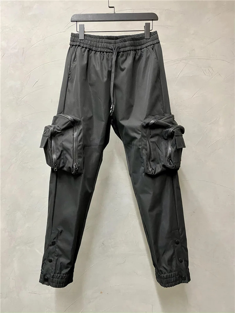 Double Zipper Large Pocket Hip Hop Tactical Technology Clothing Cargo Pants Mens Street Casual Punk Harem 240812
