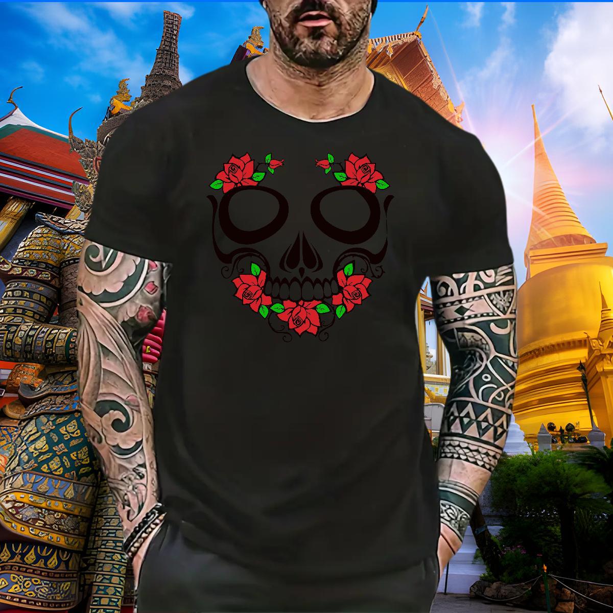 Designer Fashion T shirt skull Clothes 100% Cotton 230g Street wear Hip Hop Loose Fit Oversized 4XL Breathable Crew Neck Couples T Shirts