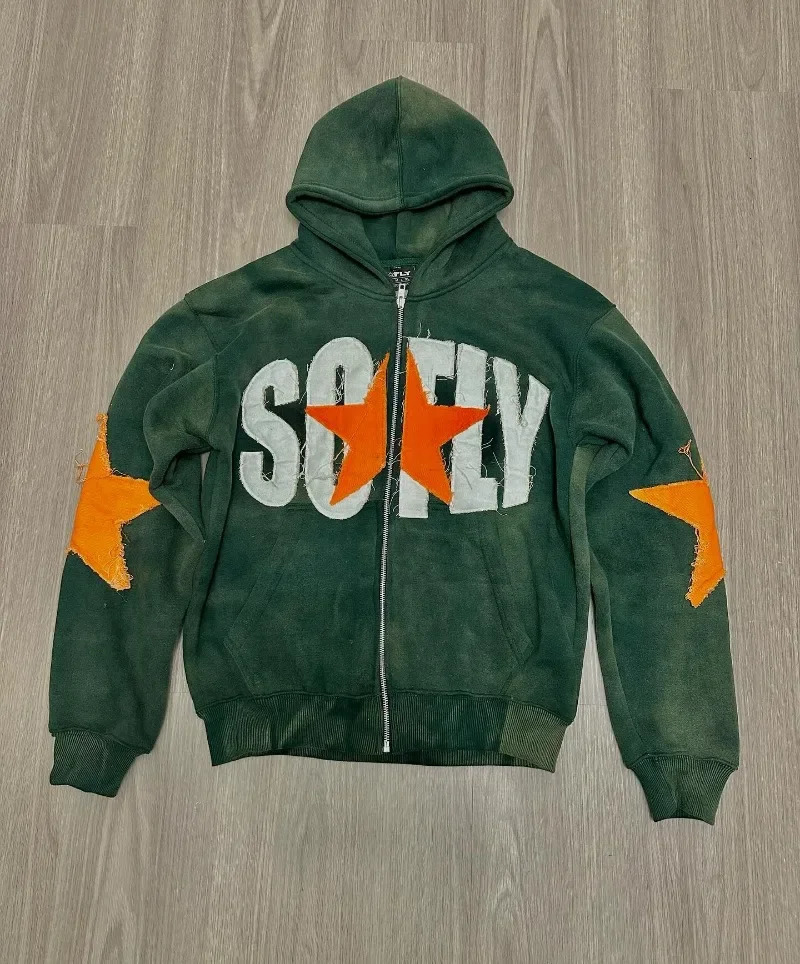 Star Letter Patch Zipper Sweatshirt Hoodie Streetwear Fashionable Street Casual Loose Sweatshirt Harajuku Style Y2k Sweatshirt 240806