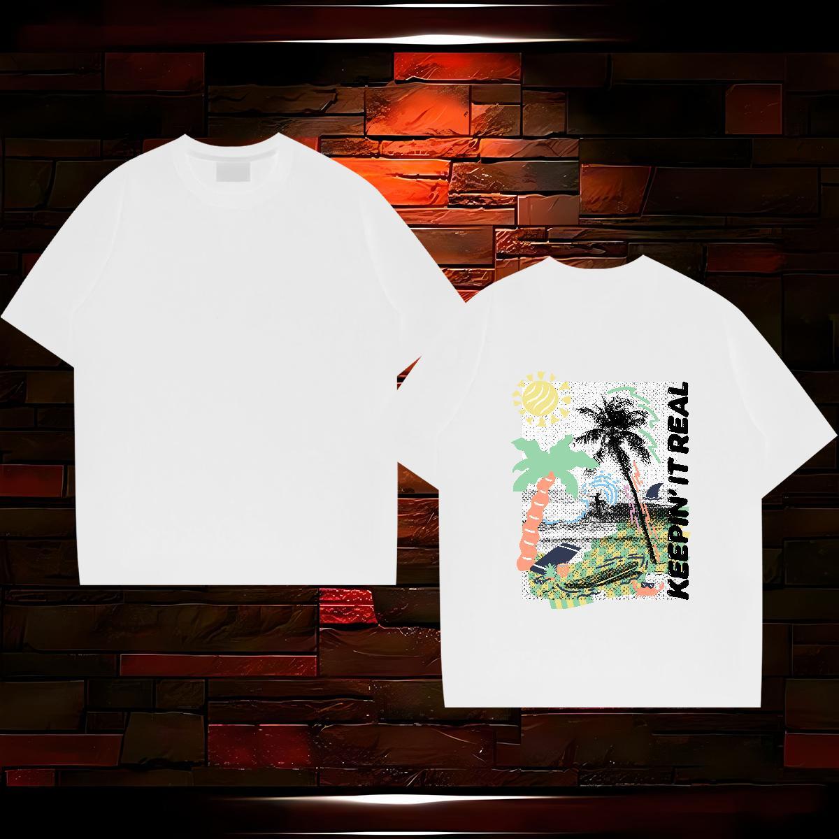 2024 New Mens T Shirts beach Tees Shirts 230g Pure Cotton Beach Comfortable Custom Cartoon O-Neck Short Sleeve Couples T Shirts