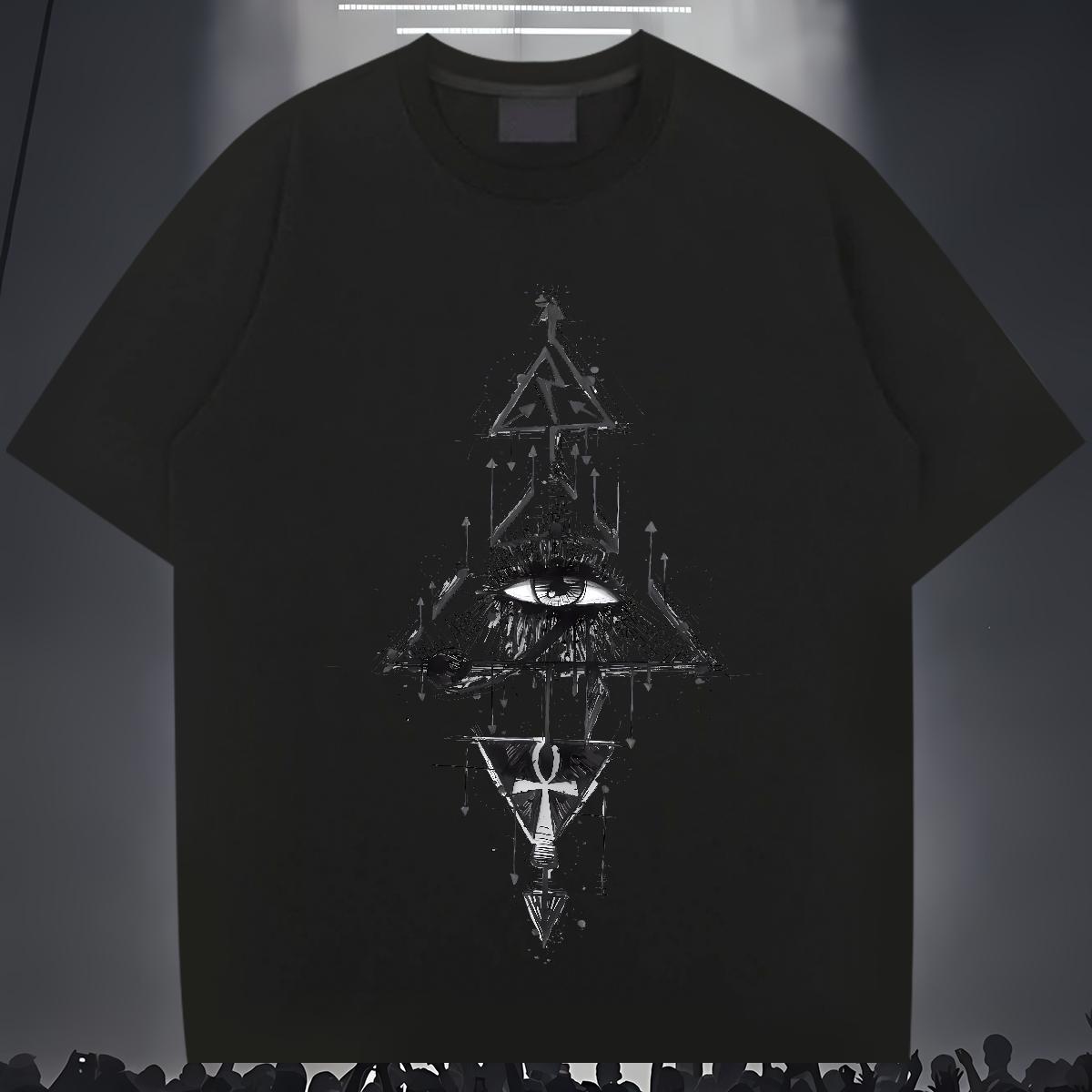 Casual New T Shirt For Man eye of the devil Top Tees 230g 100% Cotton Sports Casual High Quality Custom Print Oversized Breathable Short Sleeve Men Cl