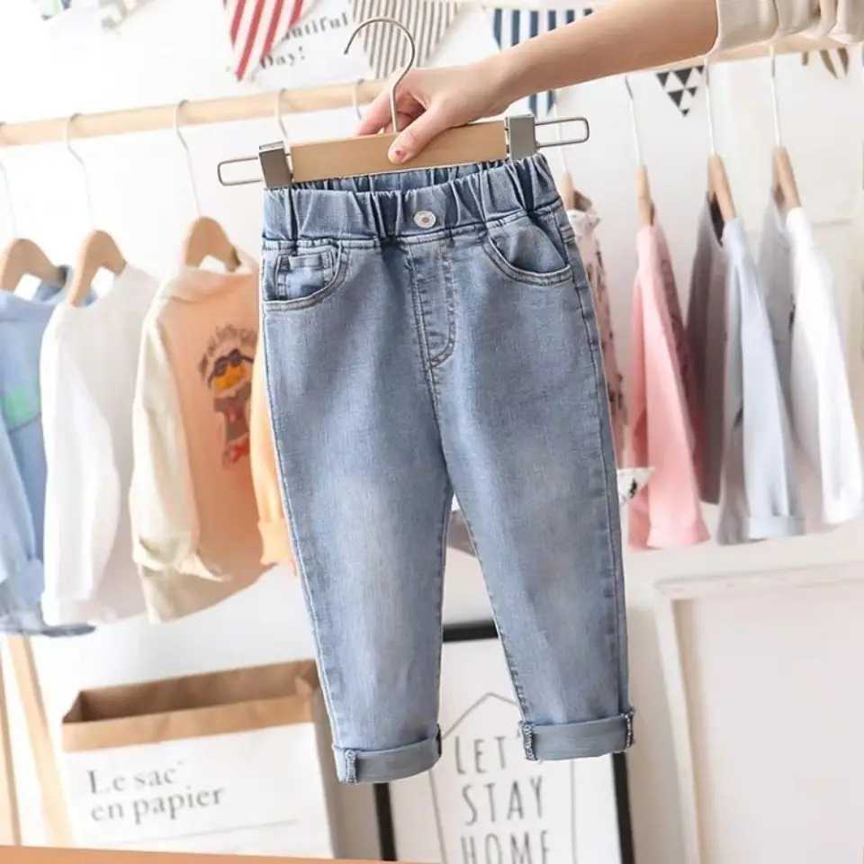 Jeans 2-10Y Kids Pants Big Boys Stretch Cowboy Long Jeans 2024 Spring Girl Children Korean Pencil Leggings Autumn Casual Denim Trouser