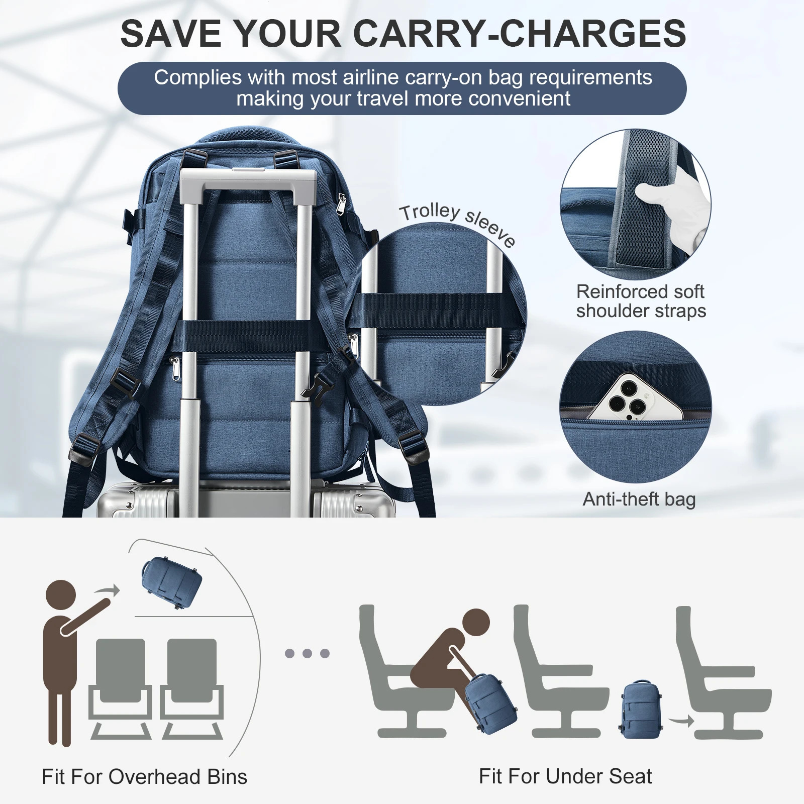 Travel backpack short distance airplane Ryanair cabin bag 40x20x25 womens casual school laptop carry it with you 240813