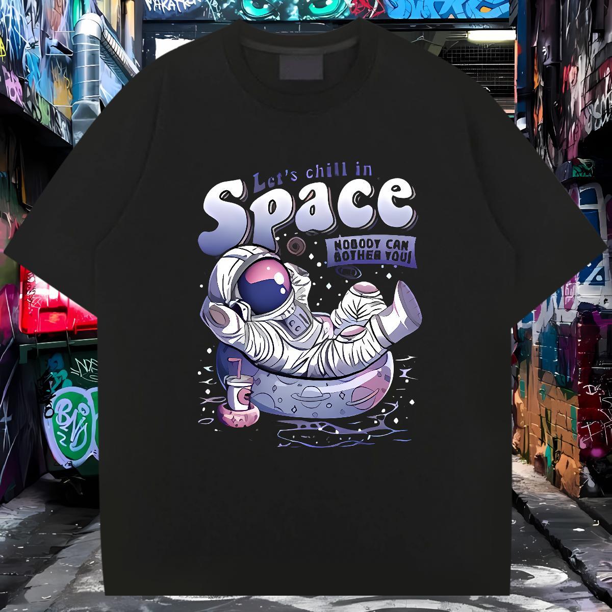 Stylist Mens T Shirts spaceman Polos 230g Cotton Home Outdoor Popular Asian Size Round Neck Short Sleeve Mens Tshirts