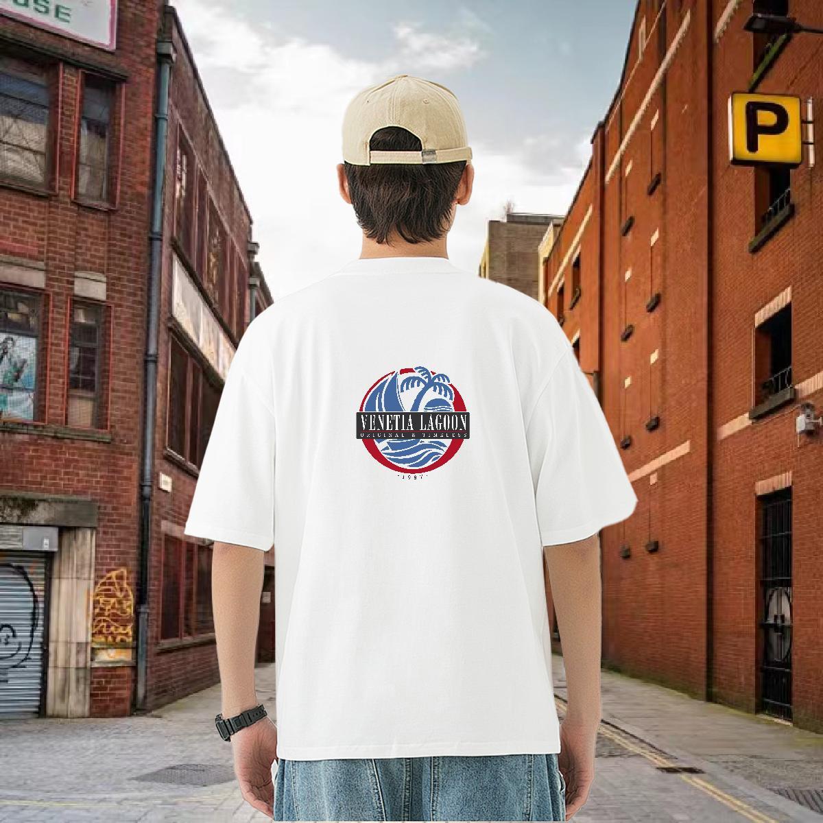 Fashion T-Shirts for Men beach Tee Shirt 230g Pure Cotton Hip Hop Street Designer White Plus Size Short Sleeve O-Neck Tshirts