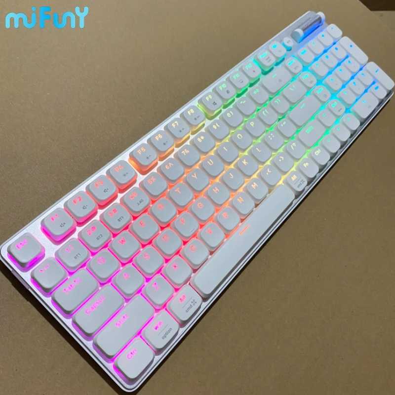 MiFuny Mechanical Keyboard 87 Keys Wireless Low Profile Hot Swap Ultra Thin Switch Metal Panel RGB Gaming Office Work KeyboardsM240715