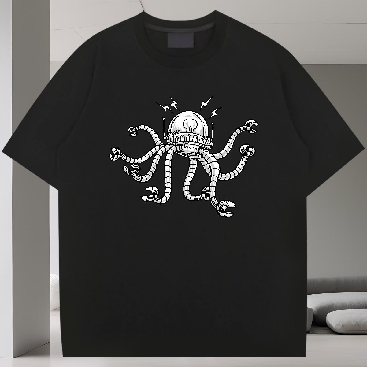New Arrival Man T Shirts robot Tees 230g Cotton Sports Casual Classic Custom Cartoon Breathable Soft Couples T Shirts