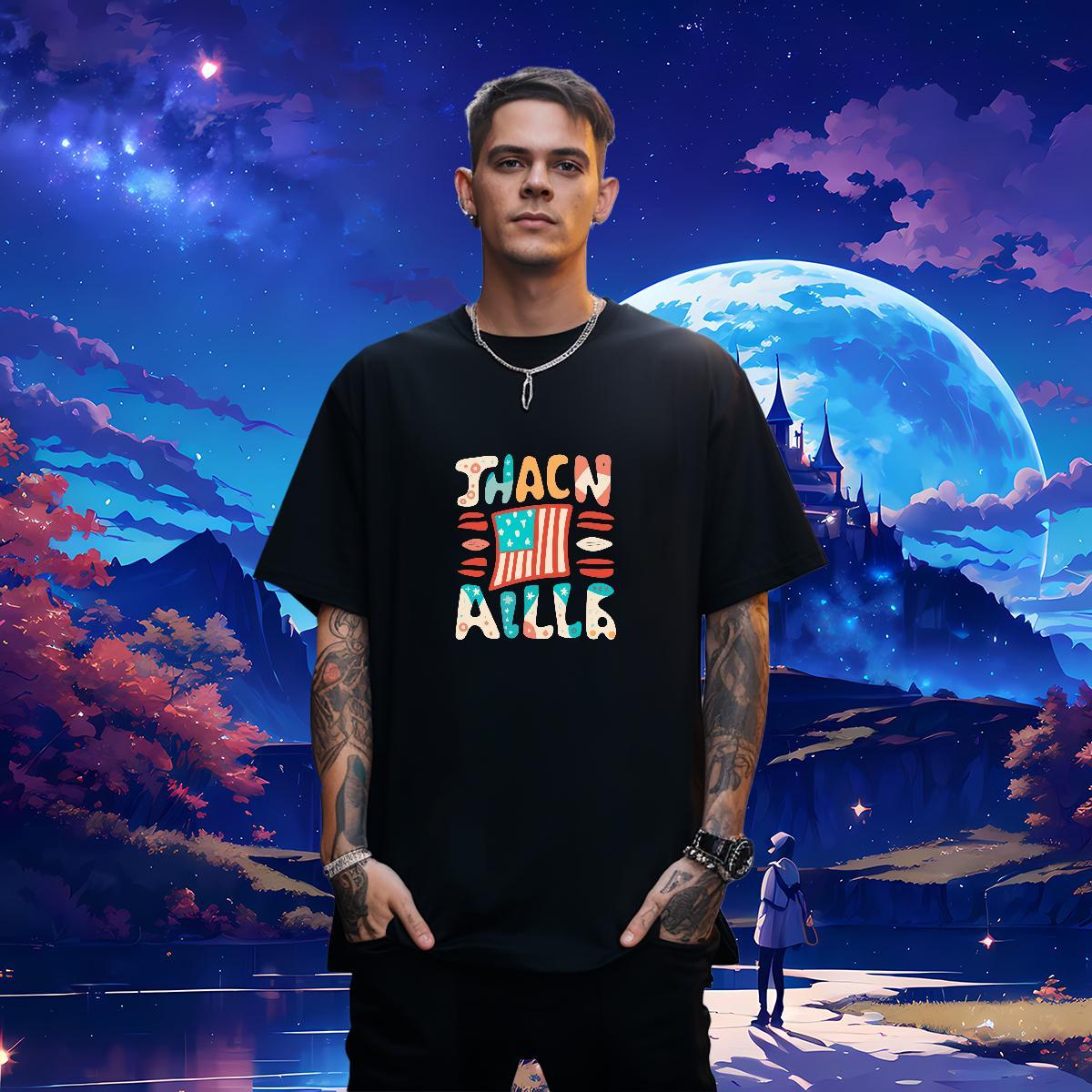 Casual New T Shirt For Man letter Wear 100% Cotton 230g Street Casual Brand Oversized Pure Cotton Mens Tshirts