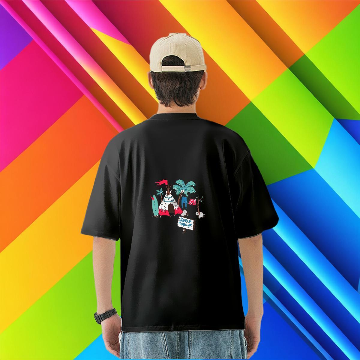 Wholesale T-Shirts beach Tees 230g Cotton Street Loose Fit Cartoon Printing L-4XL O-Neck Short Sleeve Men Tshirts
