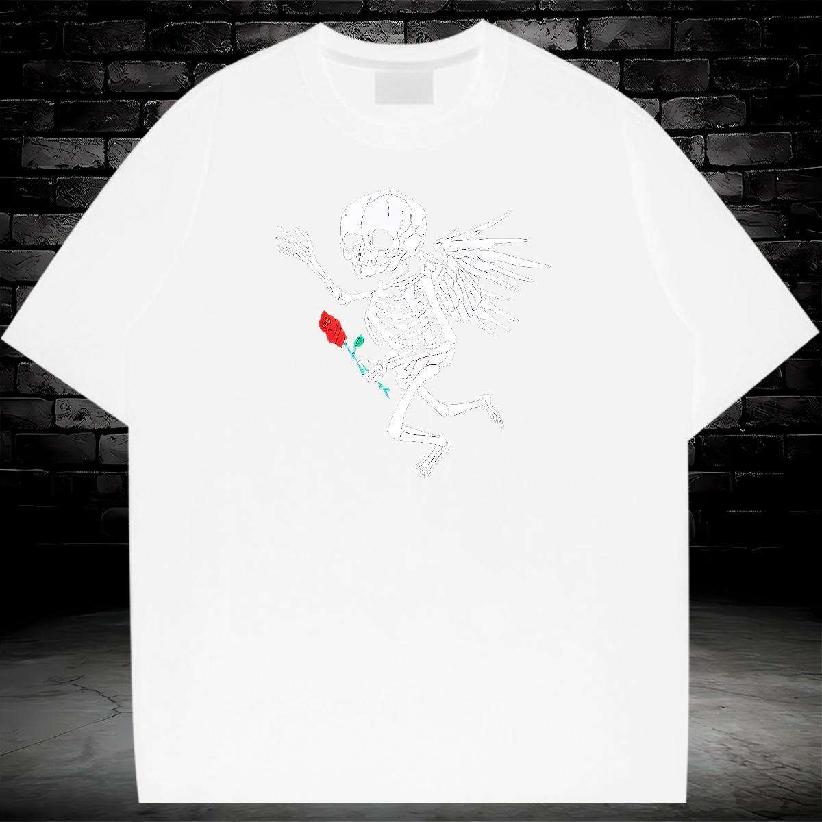 New Designer T-Shirts skull Wear 100% Cotton 230g Beach Cool Design Asian Size O-Neck Short Sleeve Couples T Shirts