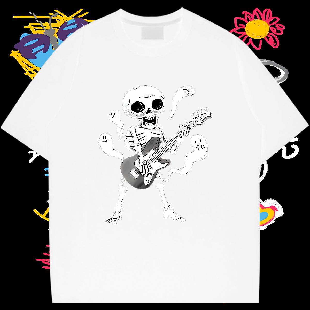Designer Fashion T-Shirts for Men skull Clothings 230g Pure Cotton Casual Daily Wear Cool Design Customized Print Breathable Short Sleeve Men Clothes 