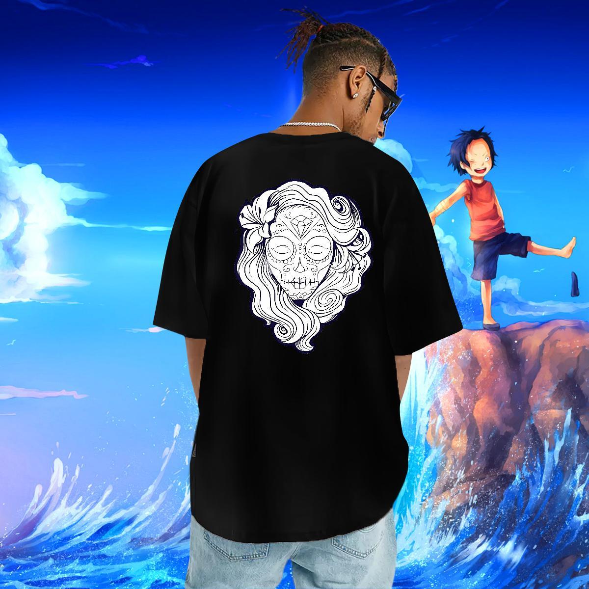 Fashion New T-Shirts skull Tees Shirts 230g Cotton Summer Casual TOP Quality DIY Anime Round Neck Short Sleeve Men Tops Tees