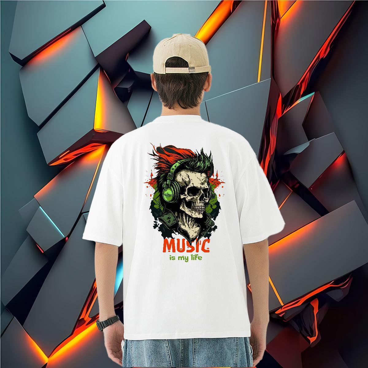 Classic T-Shirts skull Tee Shirt 230g Cotton Anime Printing Street Unisex Custom Anime Breathable Men Tshirts