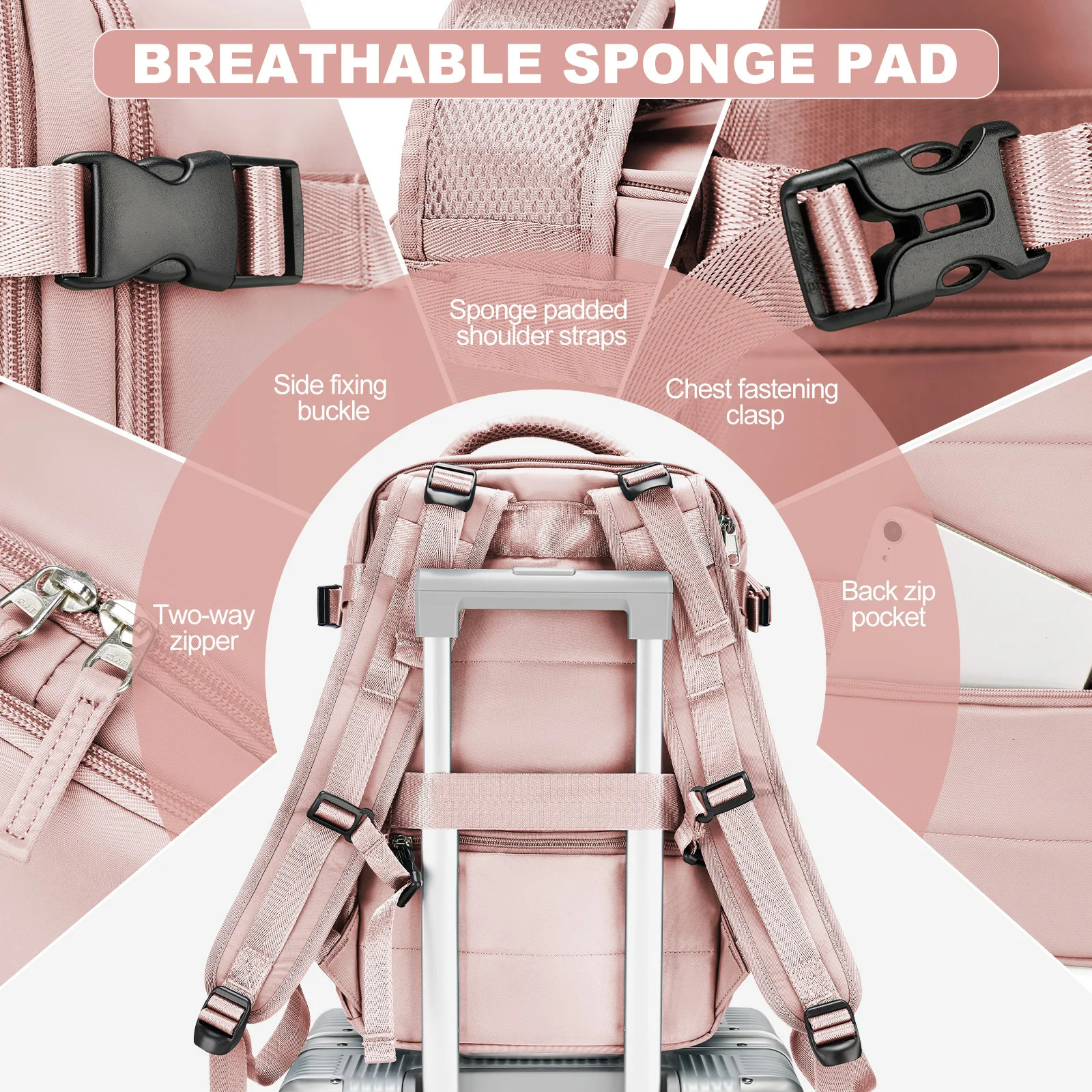 Backpack travel cabin airplane 40x20x25 womens backpack waterproof laptop mens 240807