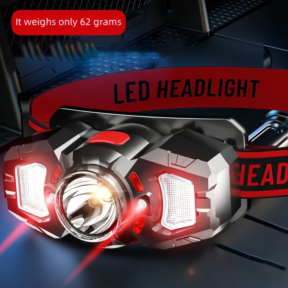 Ultra Bright LED Head Mounted Light with USB Charging - Hands-Free Sensor for Night Fishing & Running