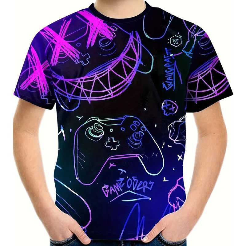 Childrens game graffiti 3D printing boys T-shirt casual breathable short sleeved summer T-shirt boys and girls top Tees Chico CamisetaW240718