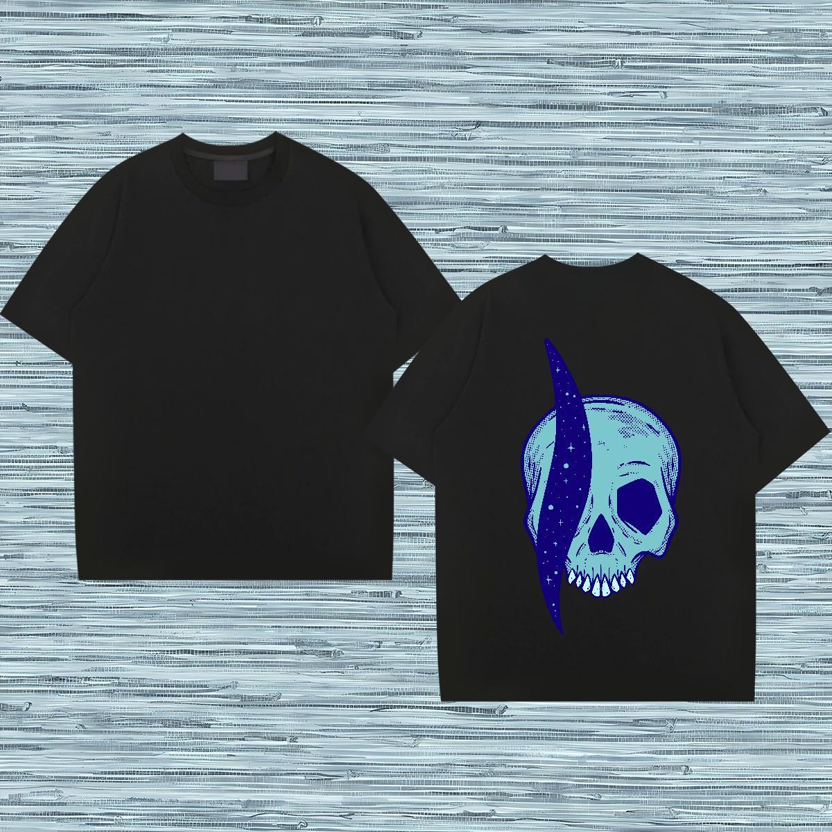 Casual New T shirt skull Tops Tees 230g Pure Cotton Home Outdoor Comfortable Plus Size Custom O Neck Short Sleeves Couples T Shirts