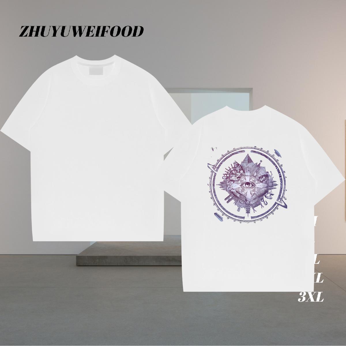 Casual New T-Shirts eye of the devil Tee Shirt 230g 100% Cotton Spring Summer Loose Fit Customized Breathable Soft Men Tees