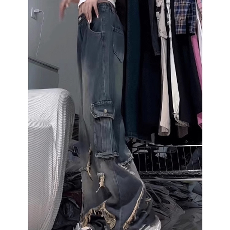 Womens Y2k Cargo Jeans Baggy Harajuku 90s Aesthetic Star Denim Trousers Vintage Jean Pants Japanese 2000s Style Trashy Clothes 240806