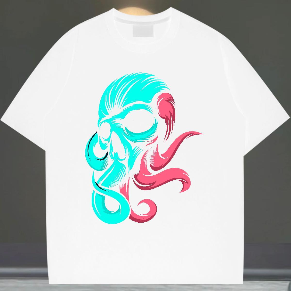 New Arrival Mens T Shirts skull Wear 230g Pure Cotton Spring Summer Classic Plus Size Custom Crew Neck Breathable Mens Tshirts