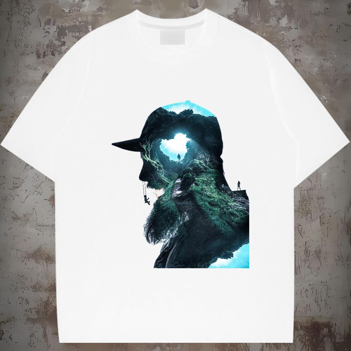 Wholesale Mens T Shirts portrait Tops Tees 230g Cotton Street Casual Loose Oversized Short Sleeve O-Neck Couples T Shirts