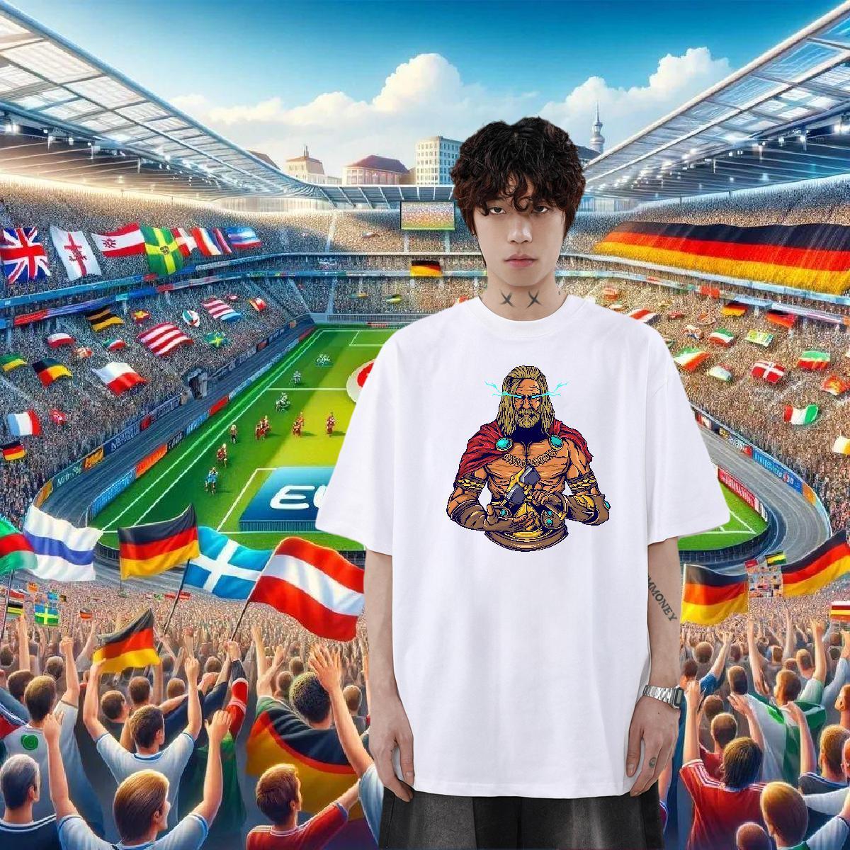 2024 DIY Mens T Shirts portrait Clothes 230g 100% Cotton Sport Loose DIY Anime Pure Cotton Men Tees