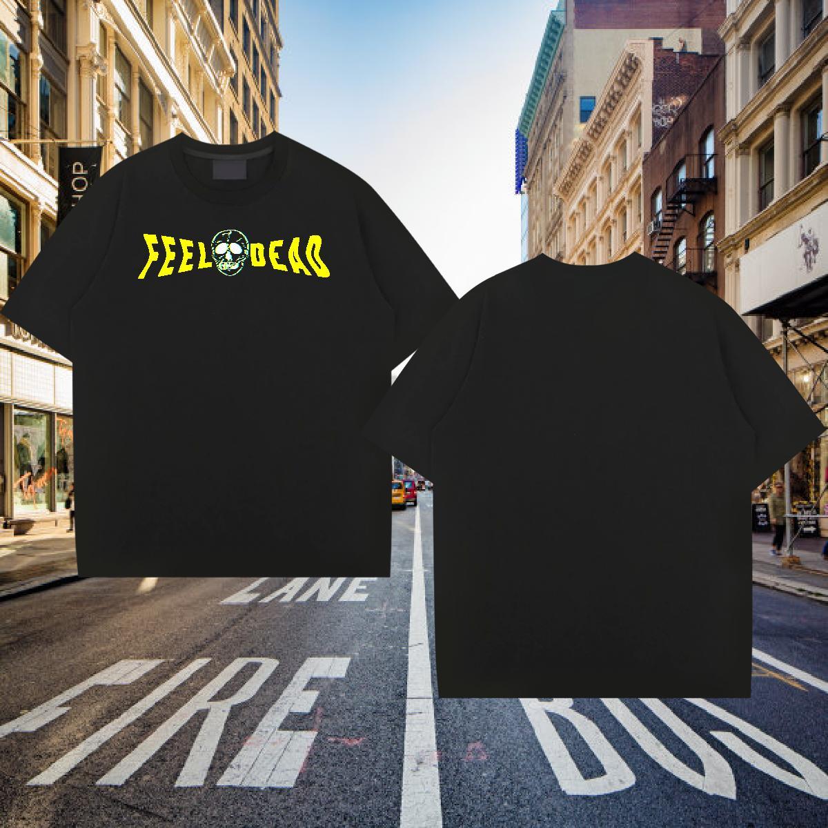 Wholesale Men T Shirts skull Tops 230g Pure Cotton Anime Printing Street Soft Cartoon Printing L-4XL Breathable Short Sleeve Men Tshirts