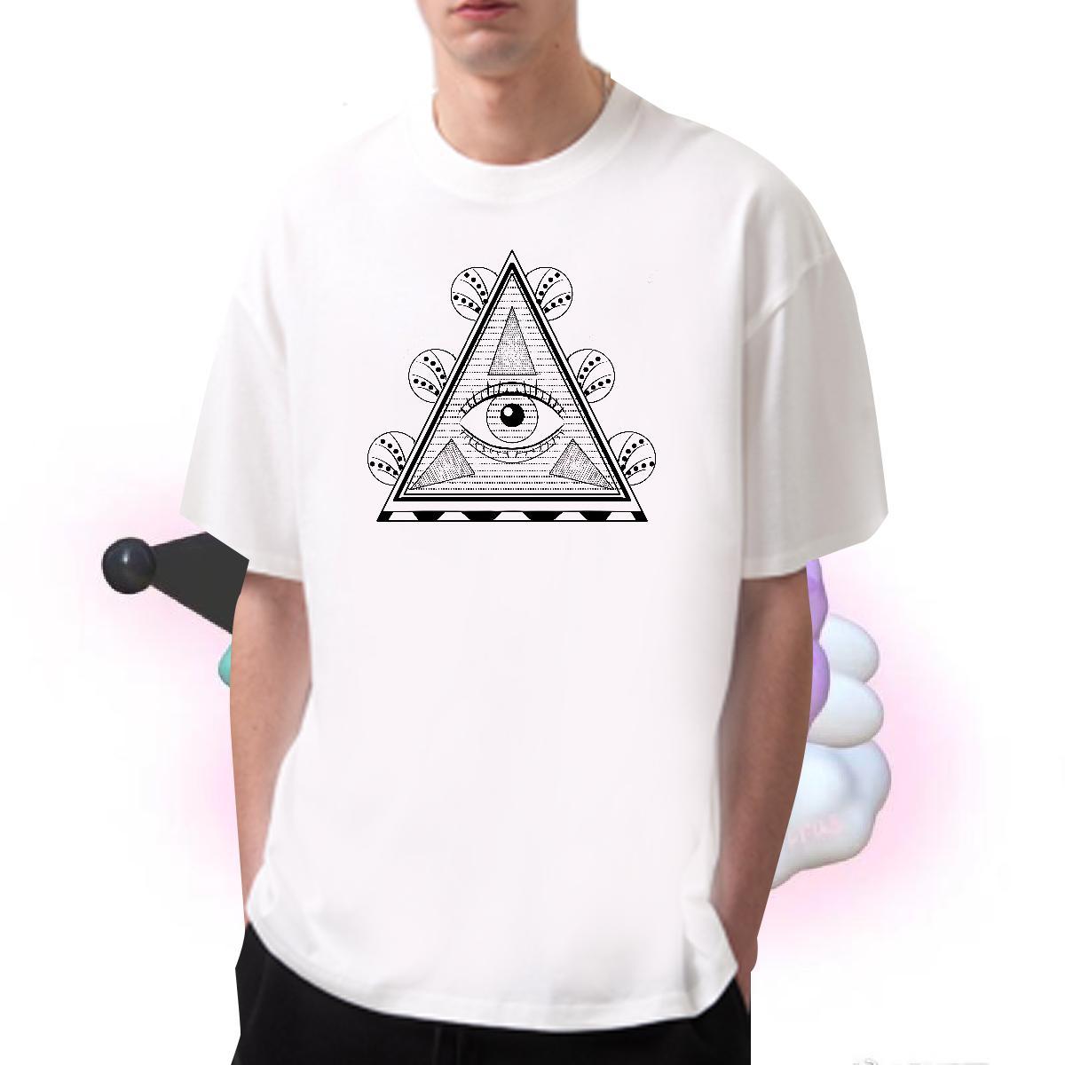 Fashion Design T-Shirts eye of the devil Tops 230g Cotton Home Outdoor Cool Anime Print Crew Neck Breathable Men Clothes T-Shirt