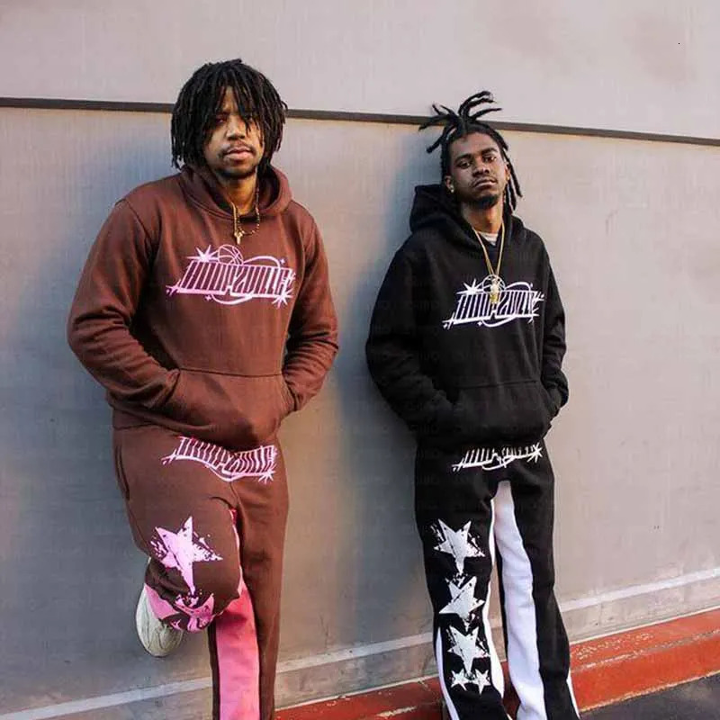 Gothic Men Hooded Sweatshirts Sweatpants Fall Winter Casual Pants Hoodie Y2k Streetwear Women Clothing 90s Vintage Kpop Clpthing 240807