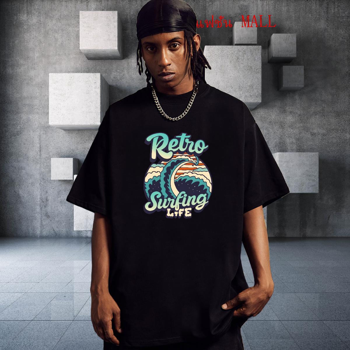 2024 Summer T Shirts Men beach Tee Shirt 230g 100% Cotton Casual Loose Floral Print Pure Cotton Mens Tshirts