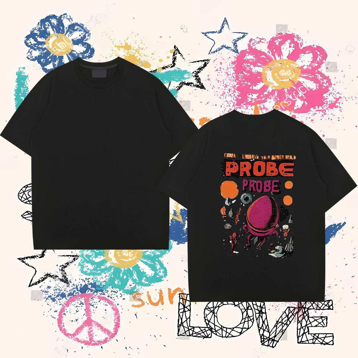 DIY Customized Man T Shirts letter Polos 100% Cotton 230g Hip Hop Comfortable Cartoon Print Round Neck Short Sleeve Tshirts