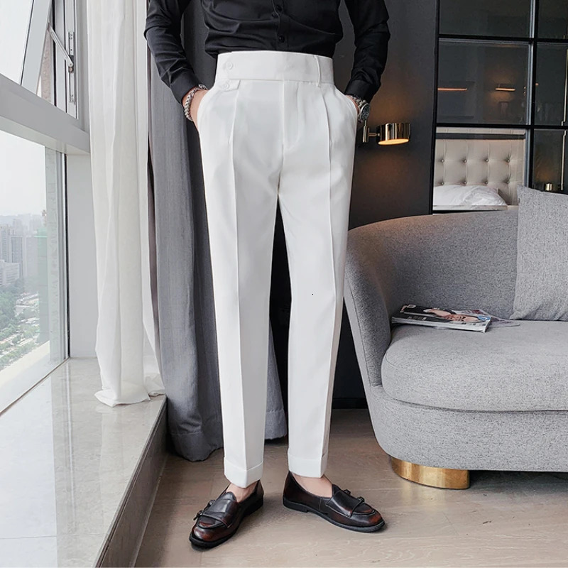 British Style Business Formal Social Suit Trousers Solid Men Slim Casual Korean Version Straight Pants Wedding Party Dress 240806