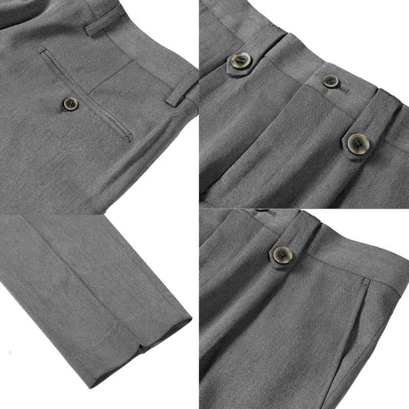 Style W Men Noniron Fabric Dress Pants Slim Straight Black White Casual Suit Trousers Male Business Little Feet 240806