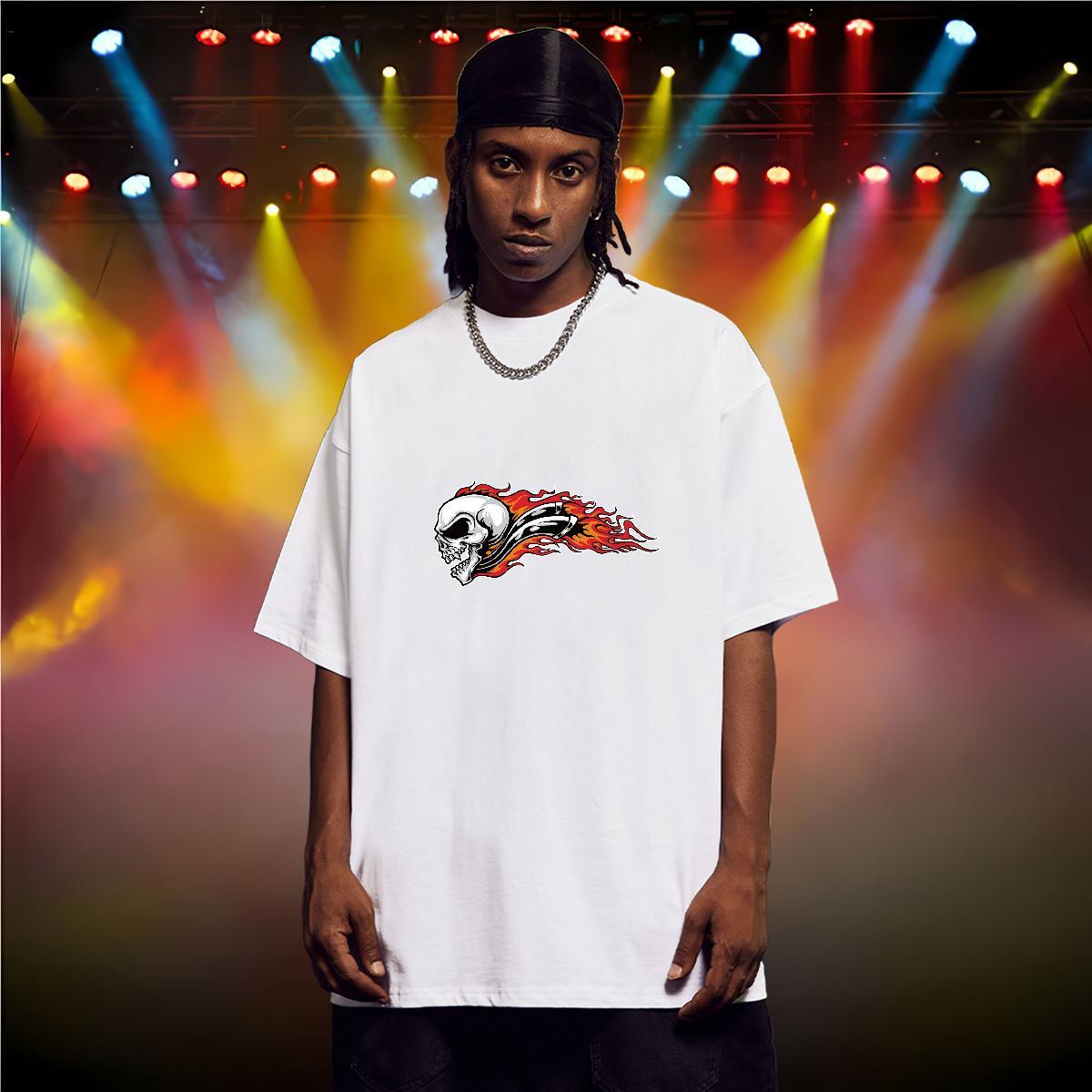 Free Shipping Man T Shirts skull Clothes 230g 100% Cotton Sport Popular Custom Cartoon Breathable Mens Tshirts