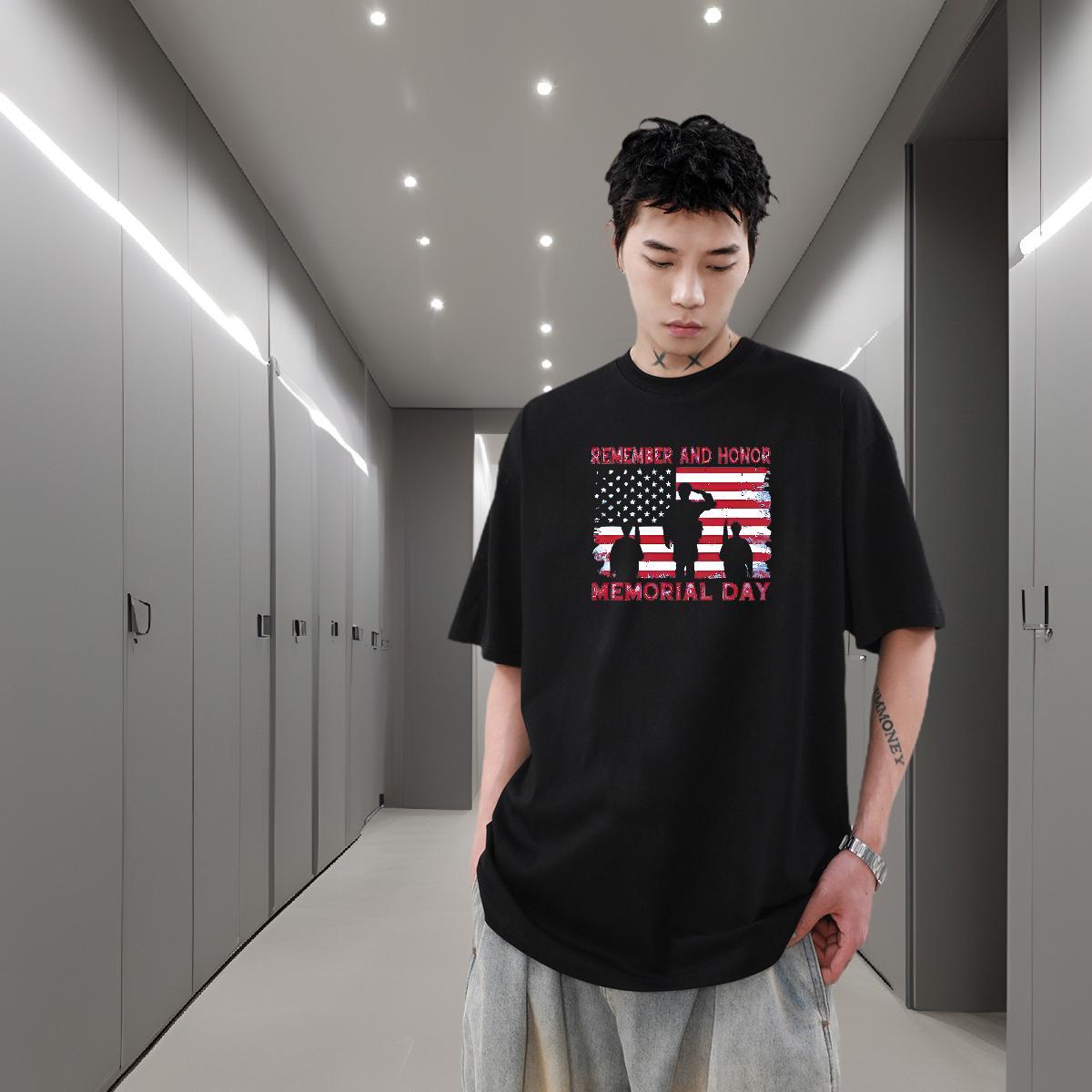 New Arrival T-Shirts for Men letter Wear 230g 100% Cotton Casual Wholesale Cartoon Printing L-4XL Breathable Crew Neck Tshirt for Man Woman