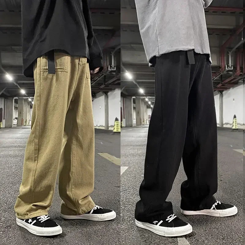 Vintage Pants Mens Leg Straight Casual Cargo Wide Fashion Men Loose 240806