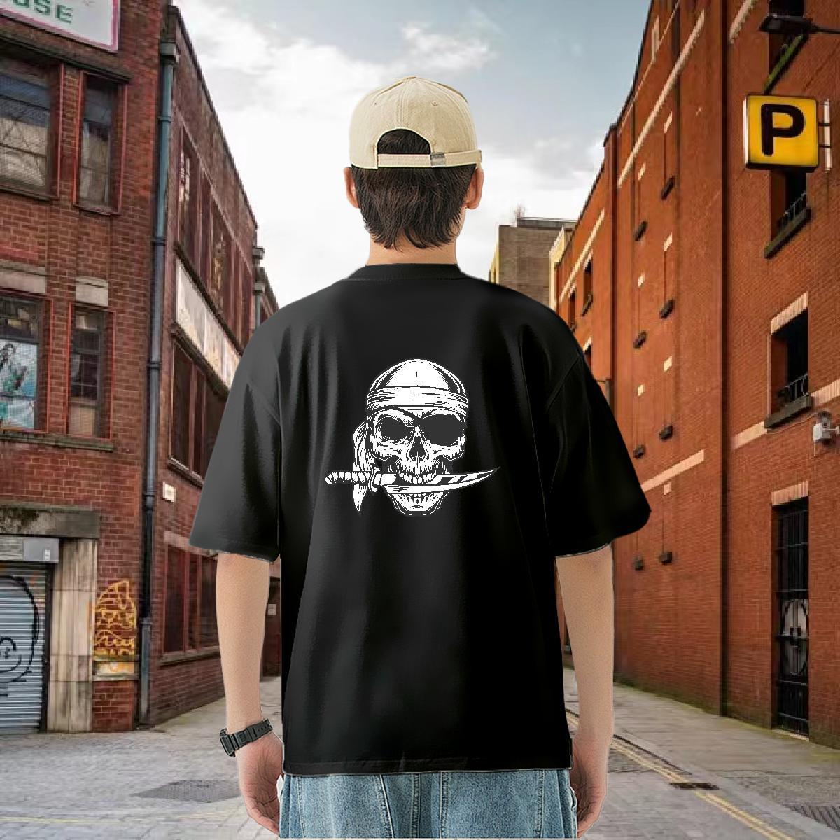 Customized Man T Shirts skull Tee Shirt 230g Pure Cotton Street Wear Unisex Skull Short Sleeve O-Neck Tshirt for Man Woman