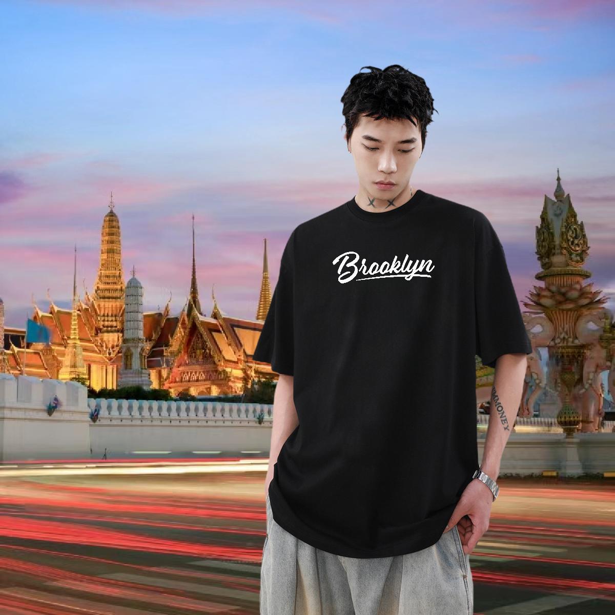 2024 Man T Shirts Brooklyn Wear 230g 100% Cotton Daily Wear Soft DIY Logo Oversized Short Sleeve O-Neck Men Tops Tees