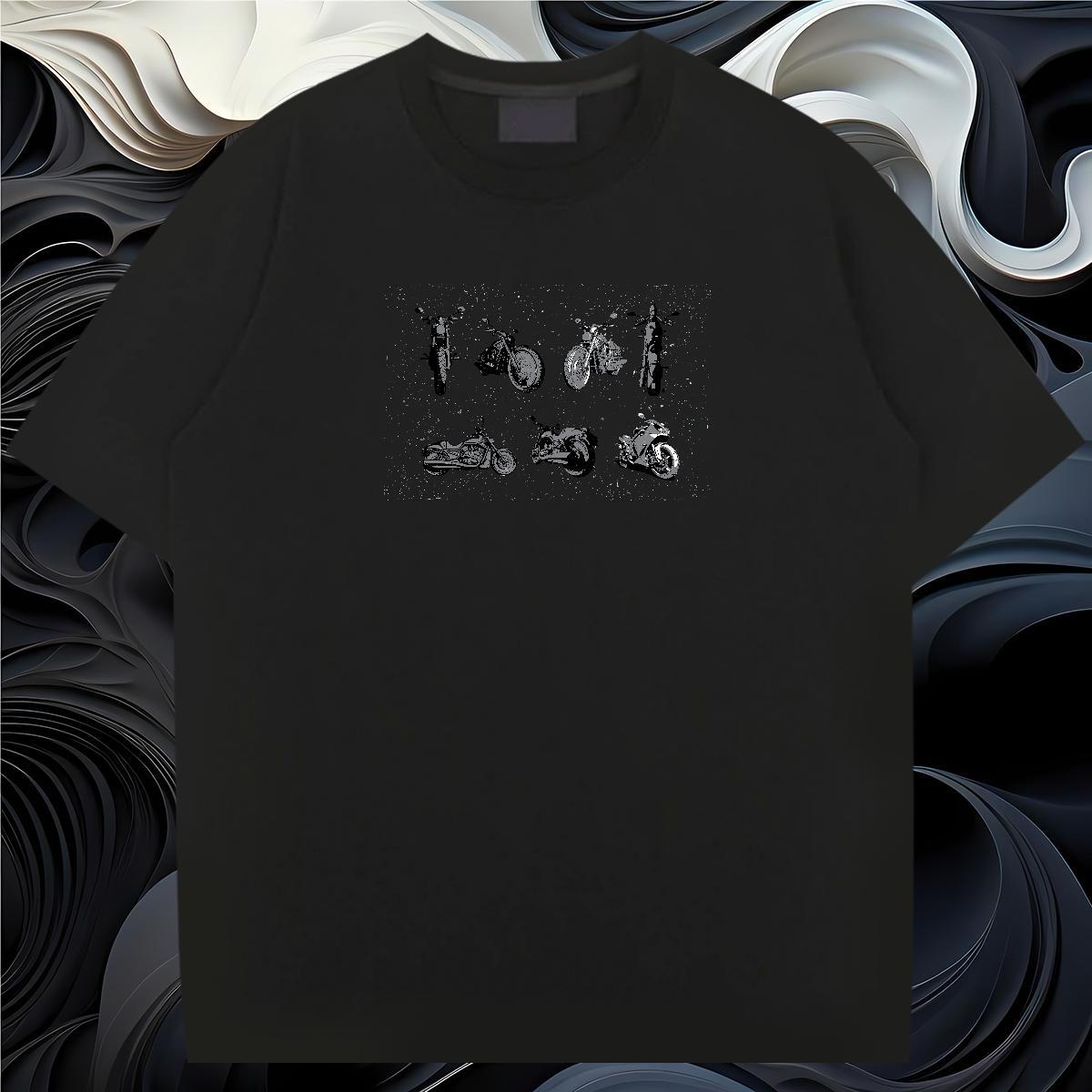 Fashion Designer Men T Shirts Motorcycle Tops 230g Cotton Daily Outfit Cool Design Oversized 3XL 4XL Crew Neck Men Tshirts