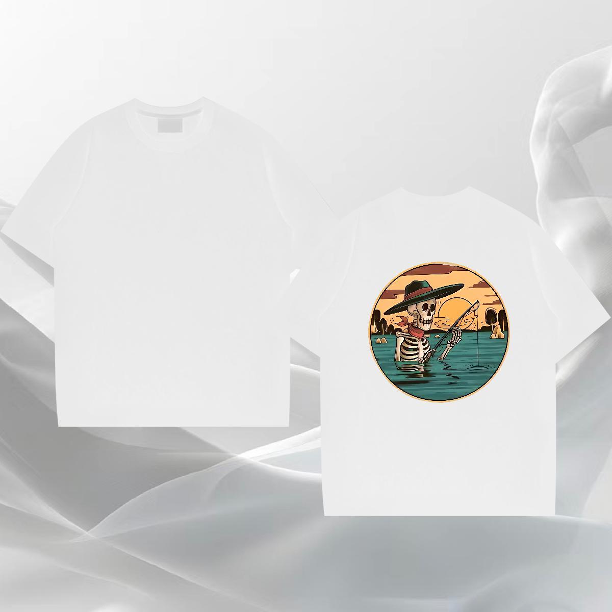 Custom T Shirt For Man fishing Tees 230g Pure Cotton Street wear Hip Hop TOP Quality Custom Cartoon Breathable Crew Neck Tshirts