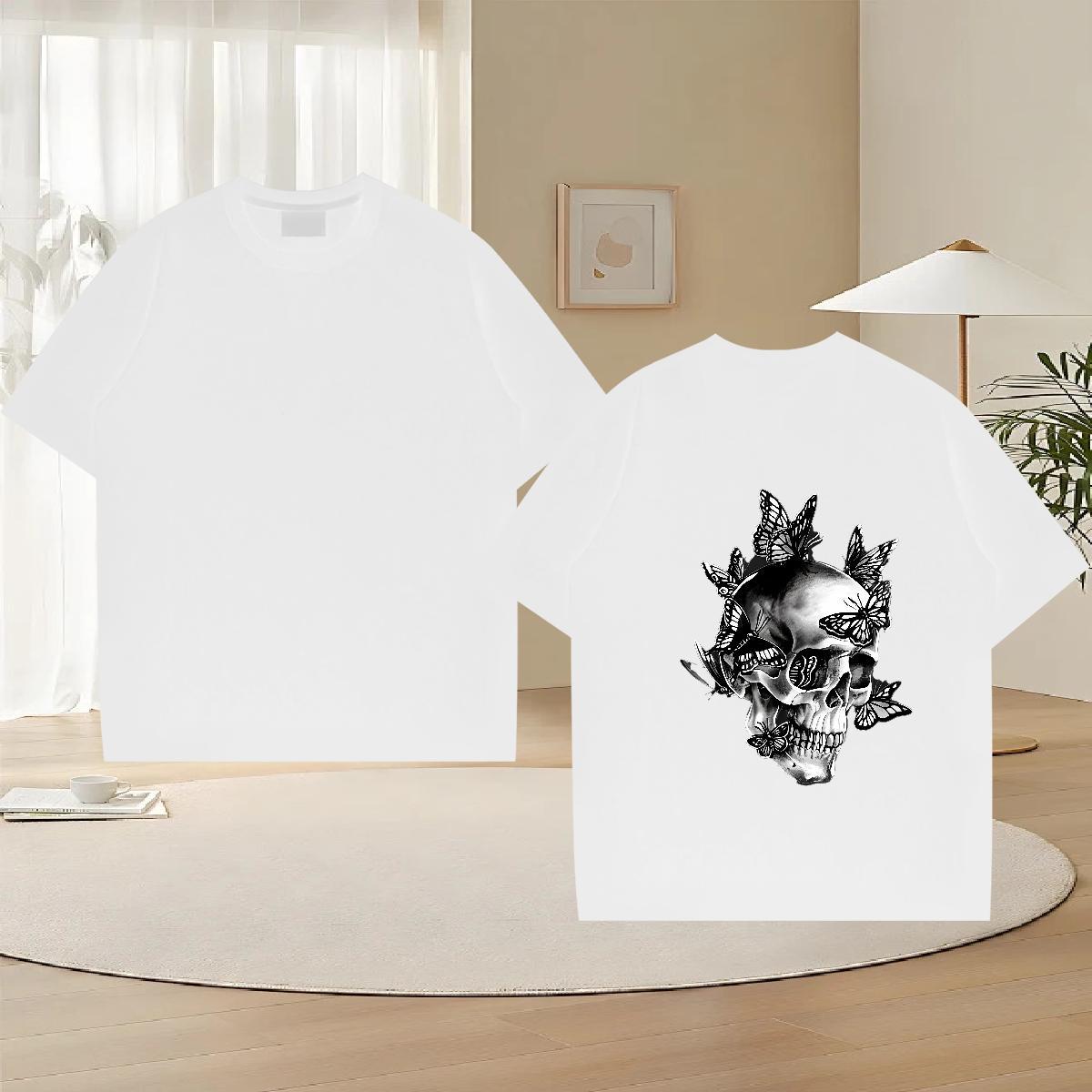 Customized T Shirts Men butterfly Tees 230g 100% Cotton Home Outdoor Wholesale Oversized Short Sleeve O-Neck Men Tshirts