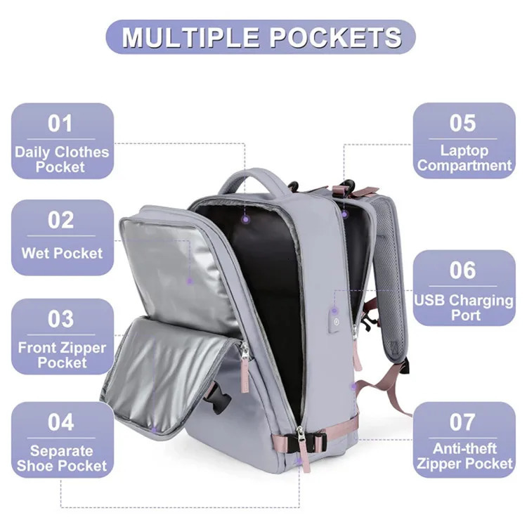 Female travel backpack carry on TSA approved laptop flight university nurse bag leisure day 240807