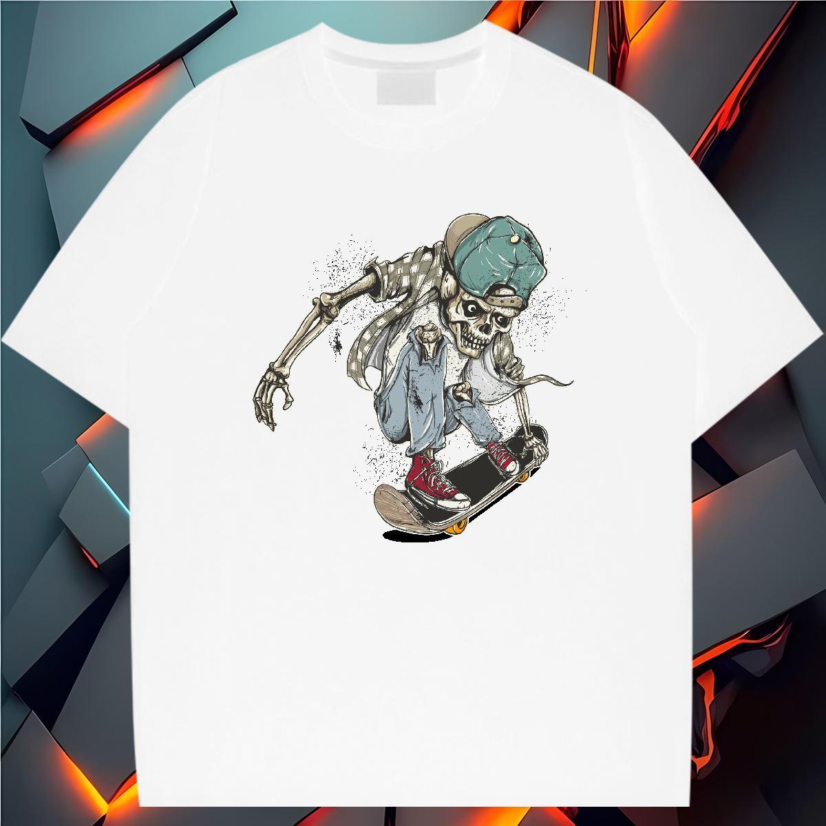 Free Shipping Men T Shirts skull Wear 230g 100% Cotton Outdoor Unisex Oversized 4XL O Neck Short Sleeves Couples T Shirts