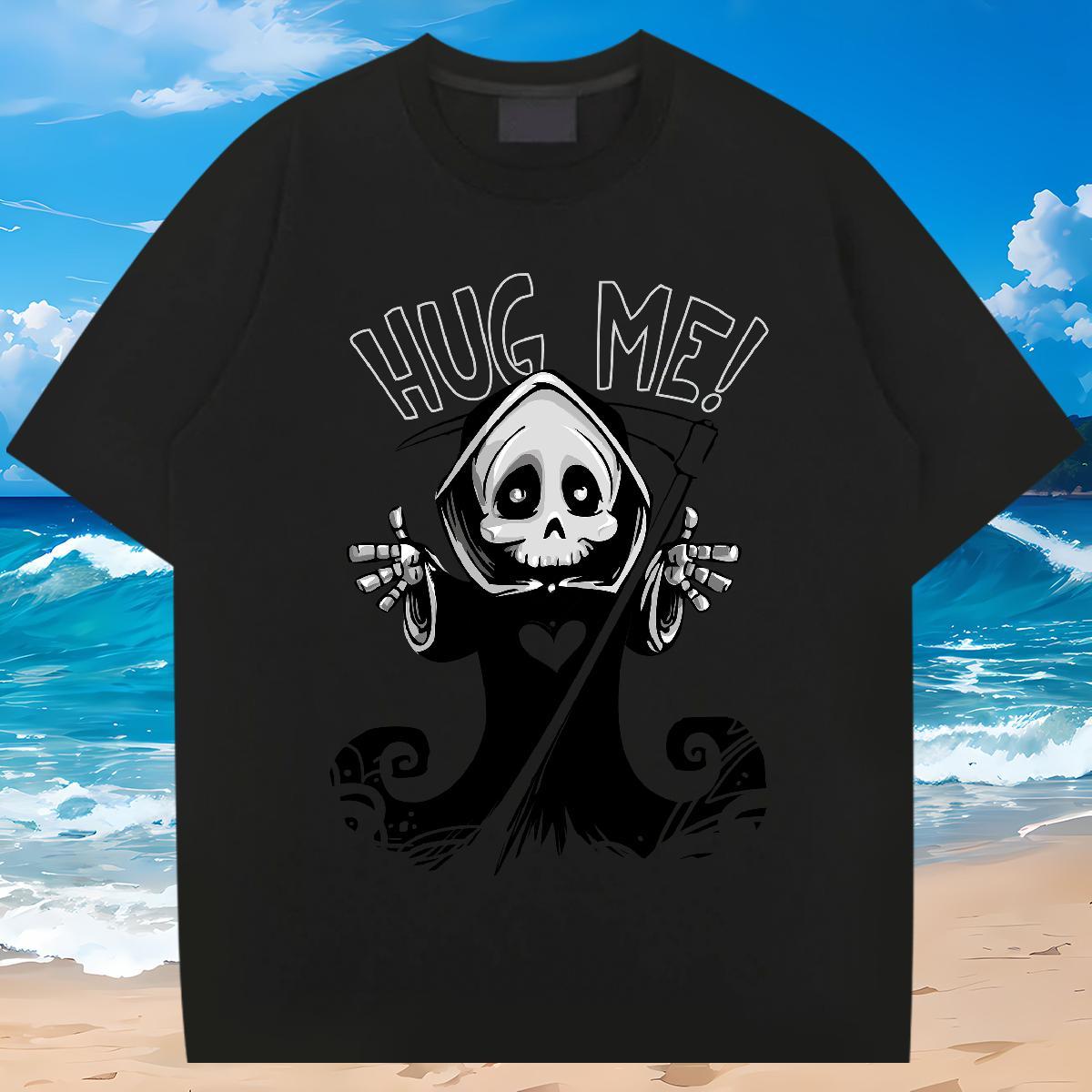 Free Shipping T Shirts Men skull Tops Tees 230g Cotton Outdoor Loose Oversized 4XL Pure Cotton Couples T Shirts