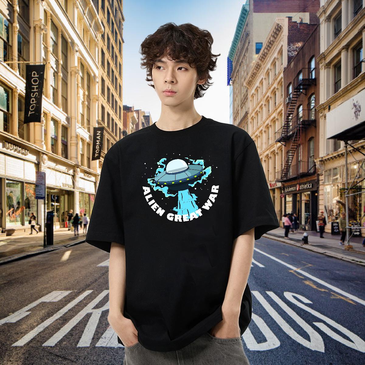 DIY T Shirts Men ET Tee Shirt 100% Cotton 230g Sports Casual Comfortable Graphic O-Neck Short Sleeve Men Clothes T-Shirt