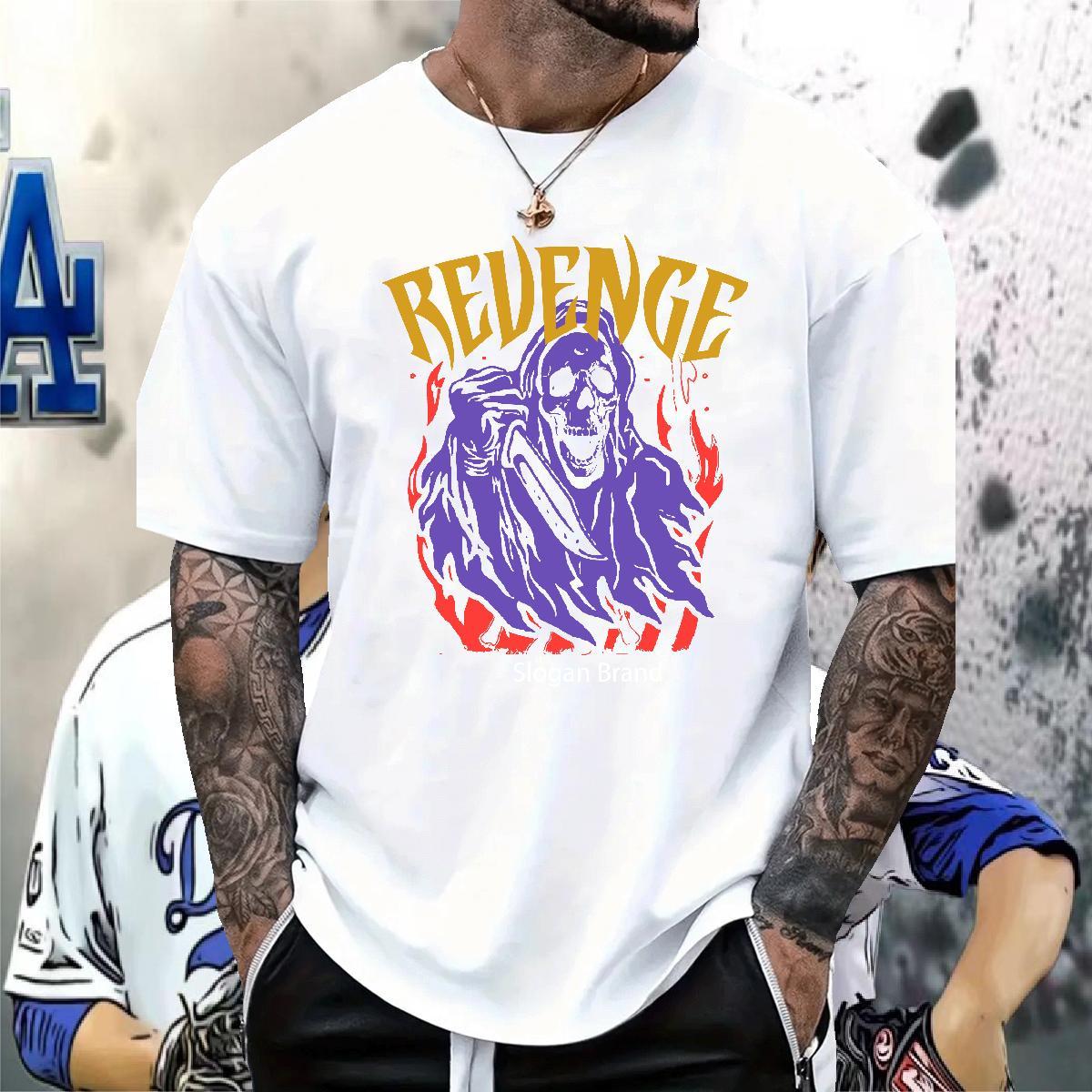 Casual New Mens T Shirts skull Tshirts 230g Cotton Street Casual TOP Quality Custom Cartoon Breathable Crew Neck Men Tees